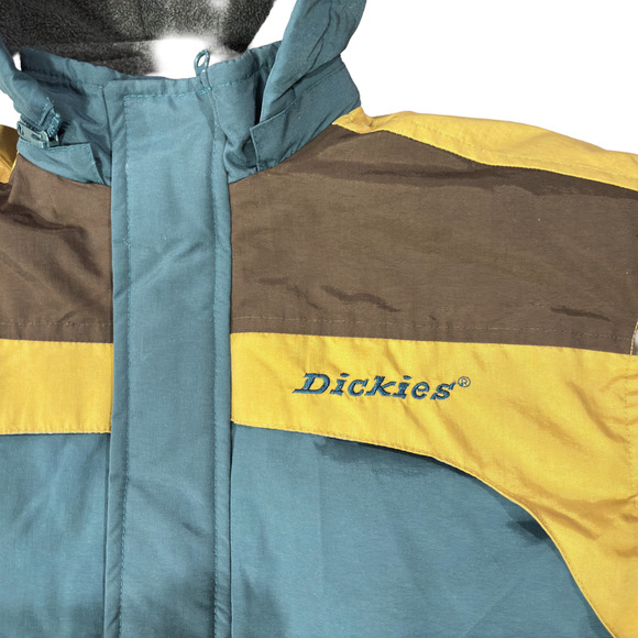 Dickies Teal Colorblock Insulated Full Zip Winter Parka Jacket Size Small - Picture 8 of 16
